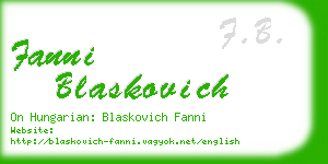 fanni blaskovich business card